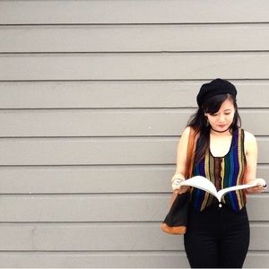 Multicolor striped crocheted vest